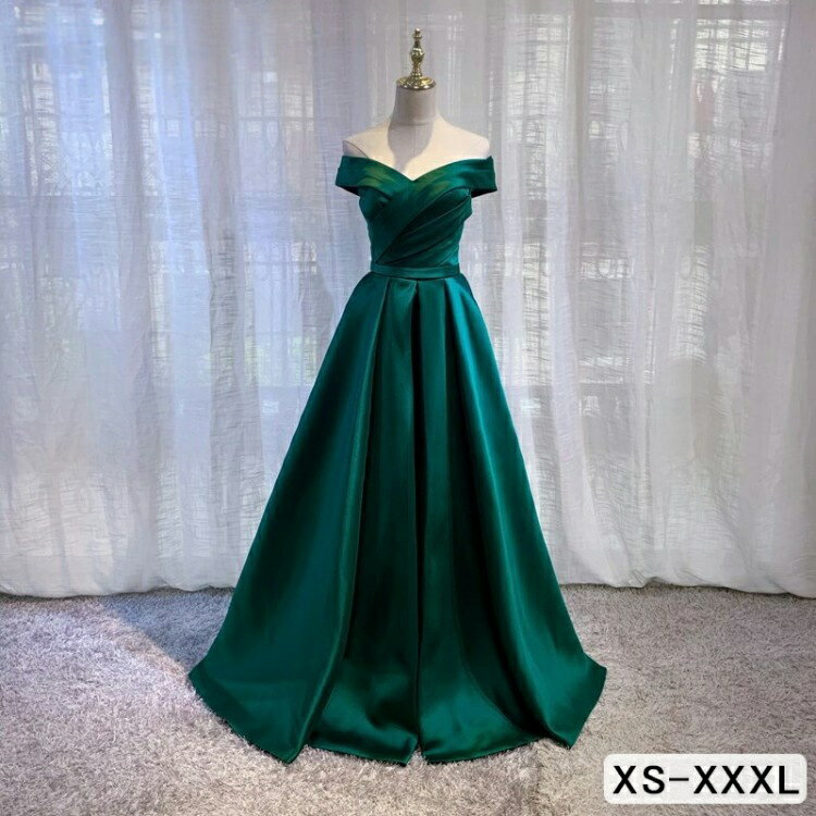 カラードレス 演奏会 発表会 ロングドレス 二次会 花嫁 大きいサイズ 結婚式 披露宴 プリンセスライン ハイウエスト ブライダル ロング丈 フォーマル サテン生地 グリーン 編み上げ