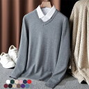 ニットセーター メンズ 冬 冬服 Vネック トップス 長袖 プルオーバー 無地 シンプル カジュアル おしゃれ 通勤 通学 学生 大人 ニット セーター 男子 男性 ビジネス 春 インナー 暖かい