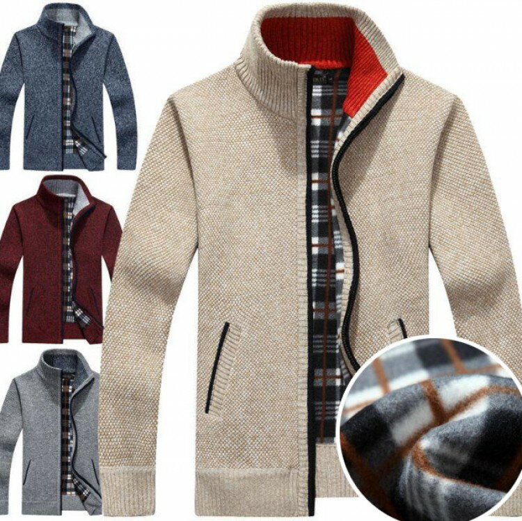 【先着60名：200円Offクーポン】ニットカーディガン メンズ 厚手 おしゃれ オフィス 裏ボア 長袖カーデ..