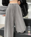 【先着60名:200円Offクーポン】薄手スウェットパンツ 韓国風ワイドパンツ レディース ウエストゴム イージーパンツ 美脚脚長 落ち感モップパンツ ヨガパンツ ダンスパンツ ロングパンツ 86JI ゆったり