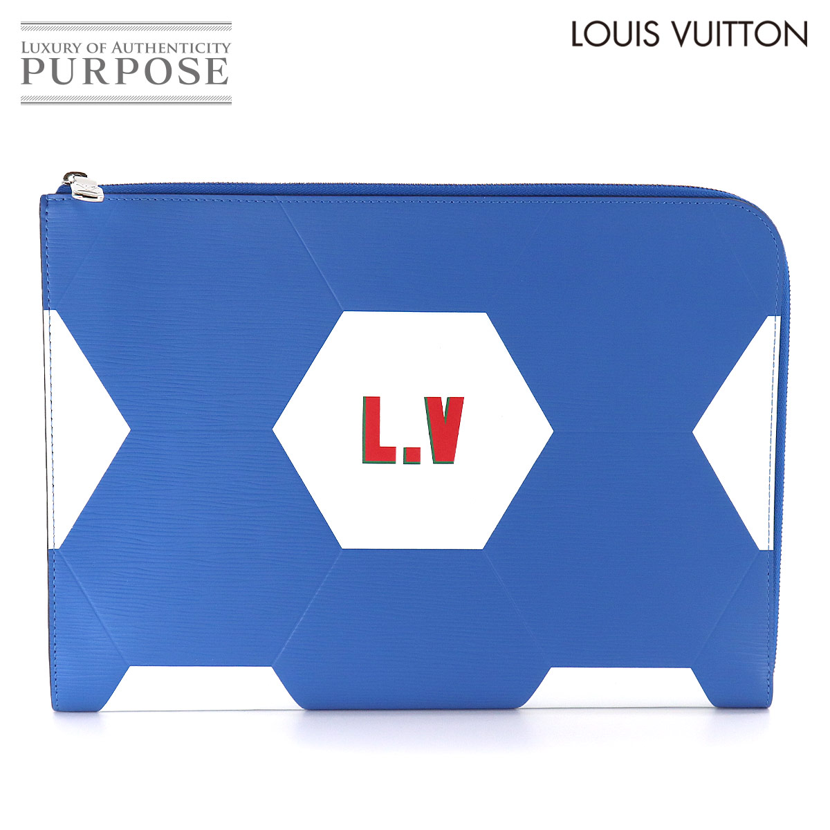 【未使用 展示品】 ルイ ヴィトン LOUIS VUITTON エピ ポシェット ジュール GM クラッチ バッグ ブルー ホワイト M63231 FIFA ワールドカップ 2018 【中古】