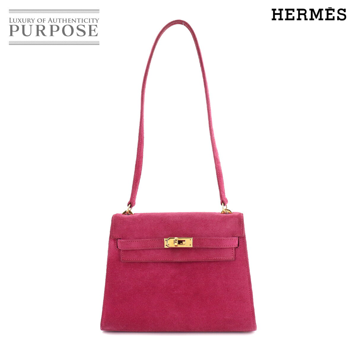 エルメス HERMES ミニケリー 20 ショルダー バッグ ドブリス ピンク 外縫い ゴールド 金具 Mini Kelly 20 【中古】