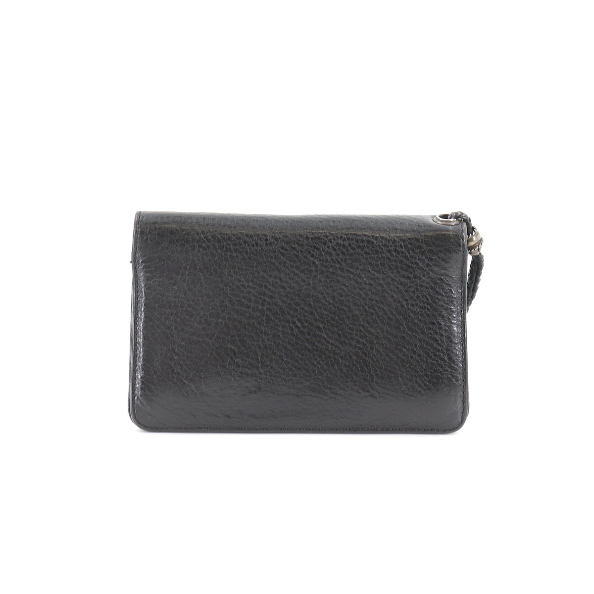 クロムハーツ CHROME HEARTS 2ジップ ウォレット クロスボタン 二つ折り 財布 レザー ブラック シルバー 金具 Wallet 【中古】