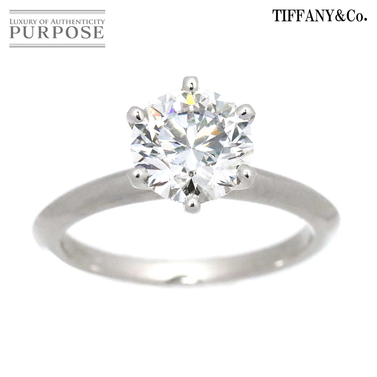 【新品同様】 ティファニー TIFFANY&CO. ソリティア ダイヤ 2.14ct F/VS1/3EX 14号 リング Pt プラチナ Diamond Ring【鑑定書付き】【中古】