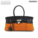 【新品同様】 エルメス HERMES ショルダー バーキン 42 ハンド バッグ トワルポタモス ボックスカーフ ブラック オレンジ シルバー 金具 □J刻印 Shoulder Birkin 42 【中古】