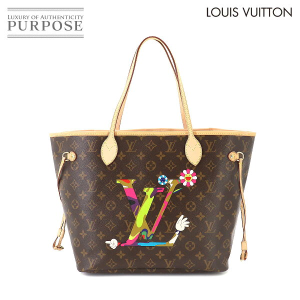 【未使用 展示品】 ルイ ヴィトン LOUIS VUITTON 村上隆 モノグラム ネヴァーフル MM トート バッグ M95560 ブラウン マルチカラー Neverfull MM 【中古】