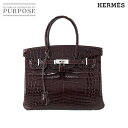 エルメス HERMES クロコダイル バーキン30 ハンド バッグ ニロティカス コカオン □L刻印 シルバー 金具 Birkin 【中古】