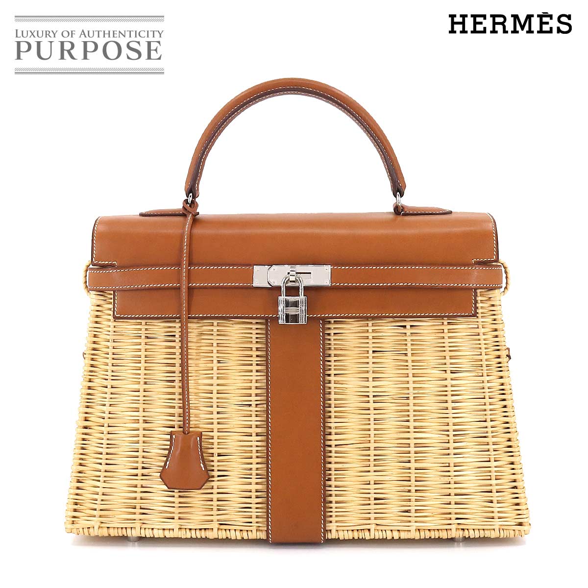 【未使用 展示品】 エルメス HERMES ケリー ピクニック 35 ハンド バッグ バレニア フォーブ ナチュラル □O刻印 Kelly Picnic 35 【中古】のサムネイル