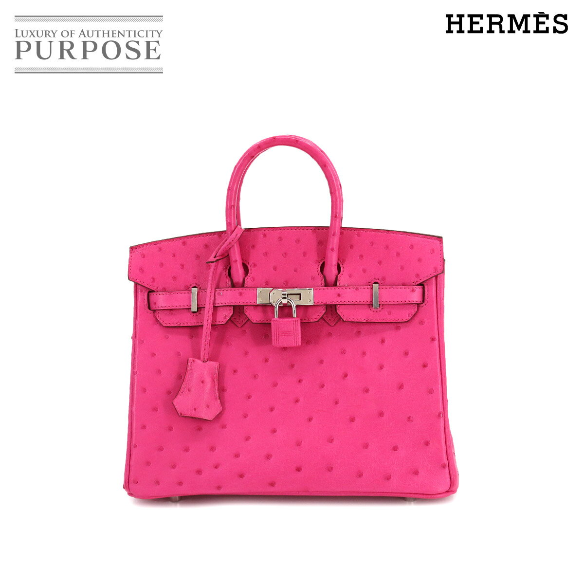 【未使用 展示品】 エルメス HERMES バーキン25 ハンド バッグ オーストリッチ ローズティリアン D刻印 シルバー 金具 Birkin 25 【中古】のサムネイル