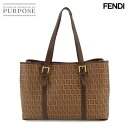 【新品同様】 フェンディ FENDI ズッキーノ トート バッグ PVC レザー ブラウン 8BH238 ゴールド 金具 Zucchino Tote Bag 【中古】