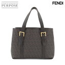 フェンディ FENDI ズッキーノ ハンド バッグ PVC レザー ブラウン ゴールド 金具 Zucchino Hand Bag 【中古】