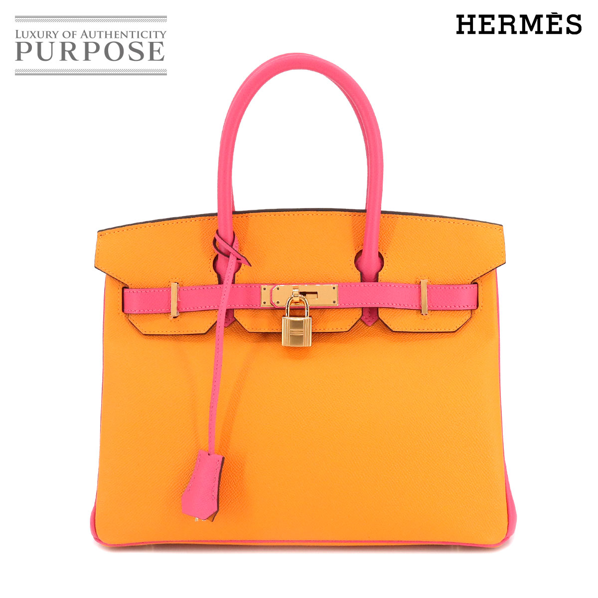 【未使用 展示品】 エルメス HERMES バーキン30 パーソナル SPO ハンド バッグ エプソン ジョーヌドール ローズアザレ A刻印 ゴールド 金具 Birkin 30 【中古】のサムネイル