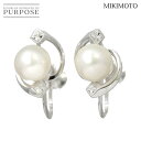 【新品同様】 ミキモト MIKIMOTO アコヤ真珠 8.0mm イヤリング K14 WG 585 ホワイトゴールド パール Akoya Pearl Earrings Clip on【中古】