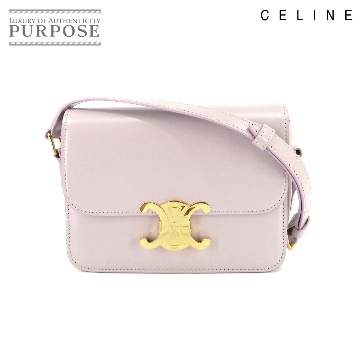 【未使用 展示品】 セリーヌ CELINE ティーン トリオンフ バッグ ショルダー レザー パープル 188423BF4 ゴールド 金具 Teen Triomphe Bag 【中古】のサムネイル