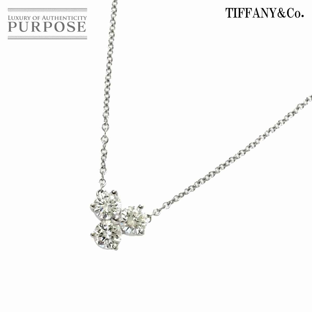 【新品同様】 ティファニー TIFFANY&CO. アリア ダイヤ 3P ネックレス 41cm Pt プラチナ Aria Diamond Necklace【中古】