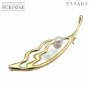 【新品同様】 タサキ TASAKI アコヤ真珠 6.5mm シェル ブローチ K18 YG イエローゴールド 750 パール 田崎真珠 Pearl Brooch【中古】