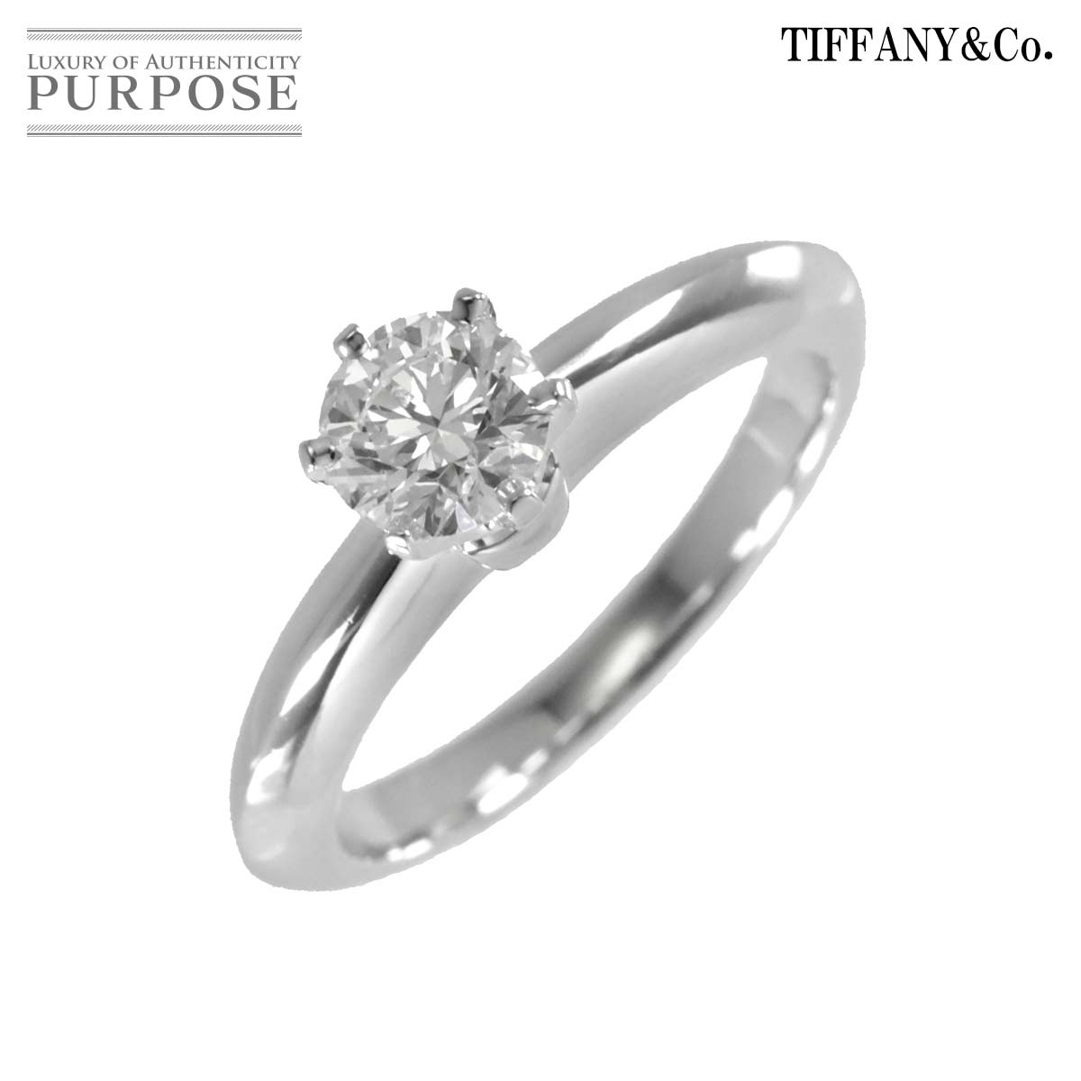 【新品同様】 ティファニー TIFFANY&CO. ソリティア ダイヤ 0.51ct F/VVS2/3EX 8号 リング Pt プラチナ Diamond Ring【鑑定書付き】【中古】