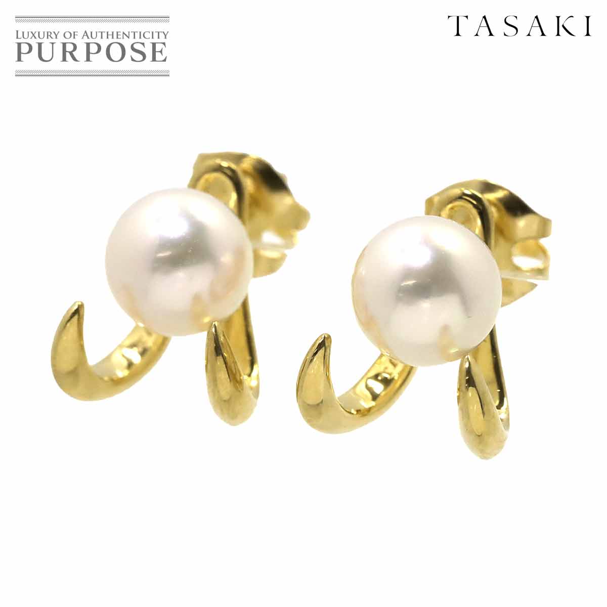 【新品同様】 タサキ TASAKI デインジャーファング アコヤ真珠 7.0mm ピアス K18 YG 750 パール 田崎真珠 Akoya Pearl Earrings Pierced【証明書付き】【中古】のサムネイル