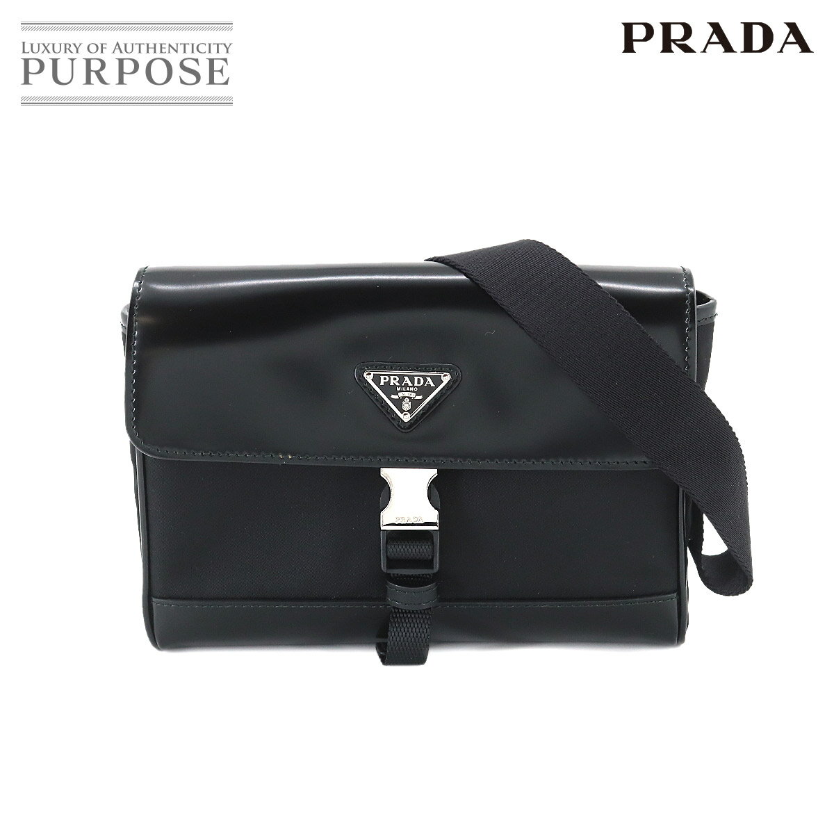【未使用 展示品】 プラダ PRADA ショルダー バッグ ナイロン レザー ネロ ブラック 2VD044 シルバー 金具 Shoulder Bag 【中古】のサムネイル