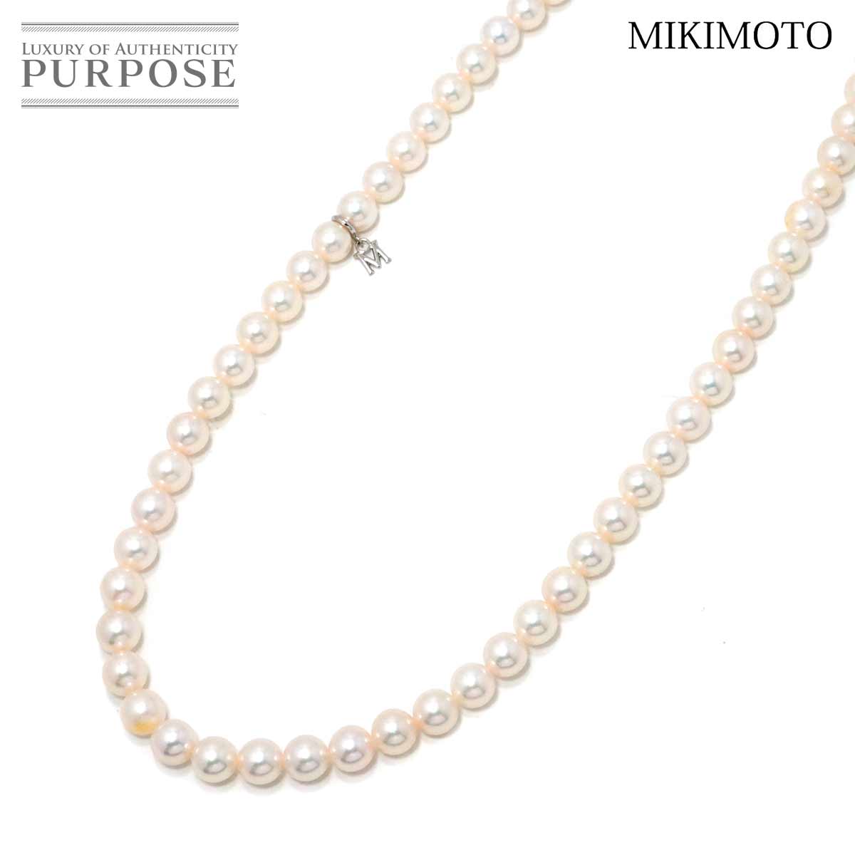 【新品同様】 ミキモト MIKIMOTO アコヤ真珠 6.9-6.5mm ネックレス 42cm SV シルバー パール Akoya Pearl Necklace【中古】