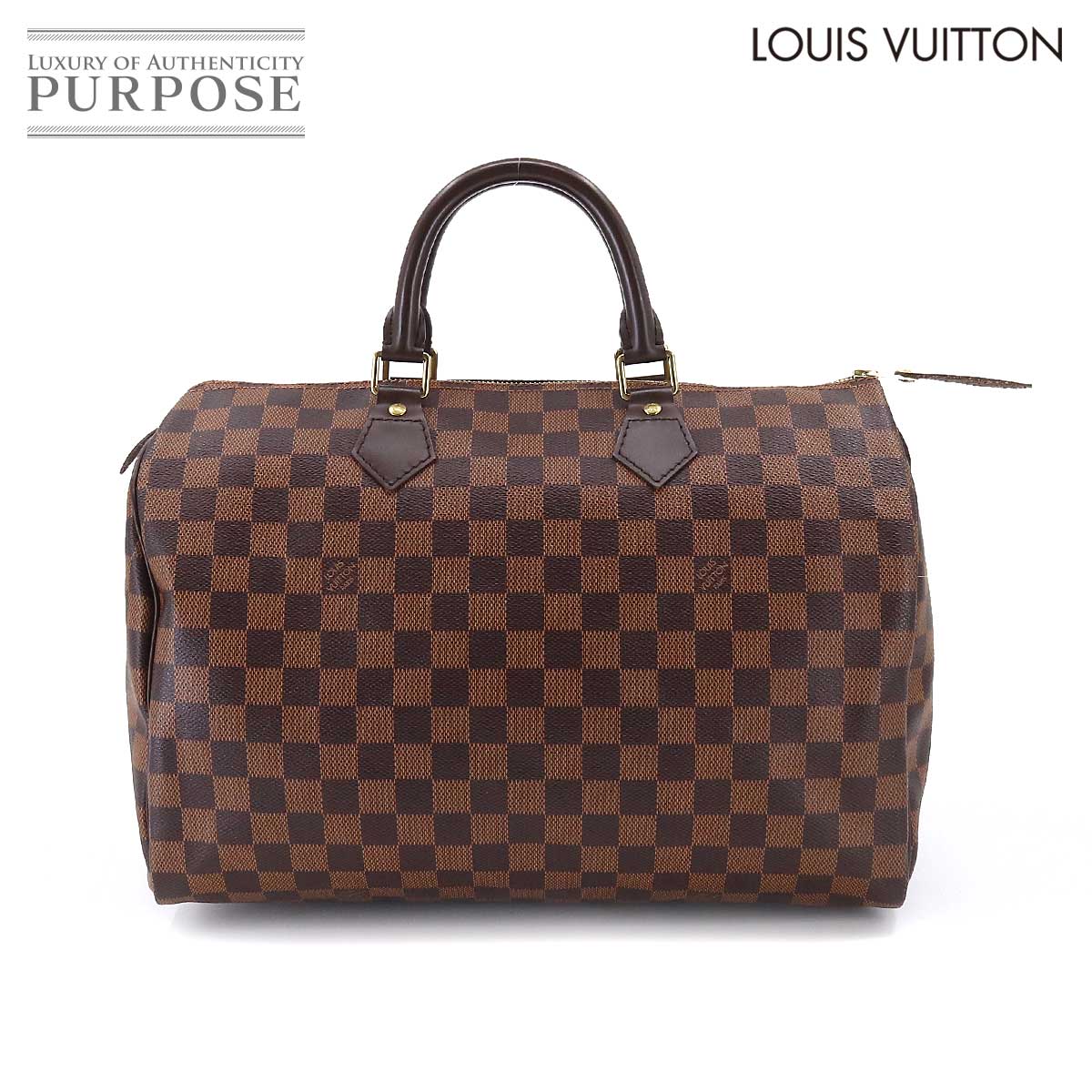 【新品同様】 ルイ ヴィトン LOUIS VUITTON ダミエ スピーディ 35 ハンド バッグ エベヌ ブラウン N41523 ゴールド 金具 Speedy 35 【中古】