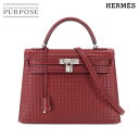 【新品同様】 エルメス HERMES ケリー 32 ワッフル 2way ハンド ショルダー バッグ ドゥイッチ ルージュアッシュ □G刻印 外縫い シルバー 金具 Kelly 32 【中古】