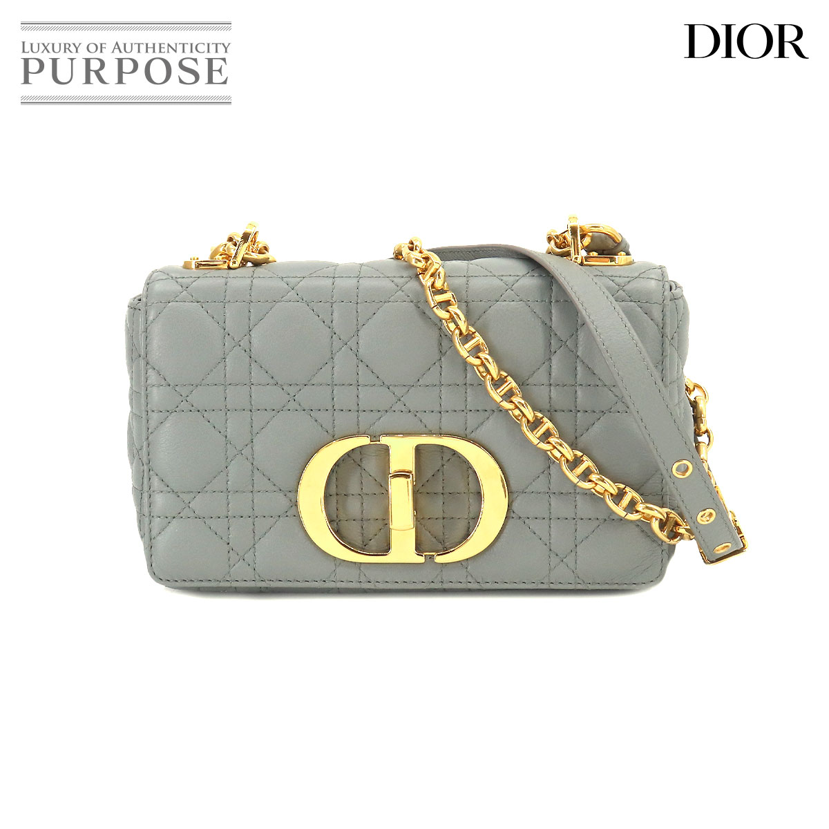 【未使用 展示品】 クリスチャン ディオール Christian Dior カロ スモール チェーン ショルダー バッグ レザー グレー M9241UWHC Caro Small 【中古】のサムネイル