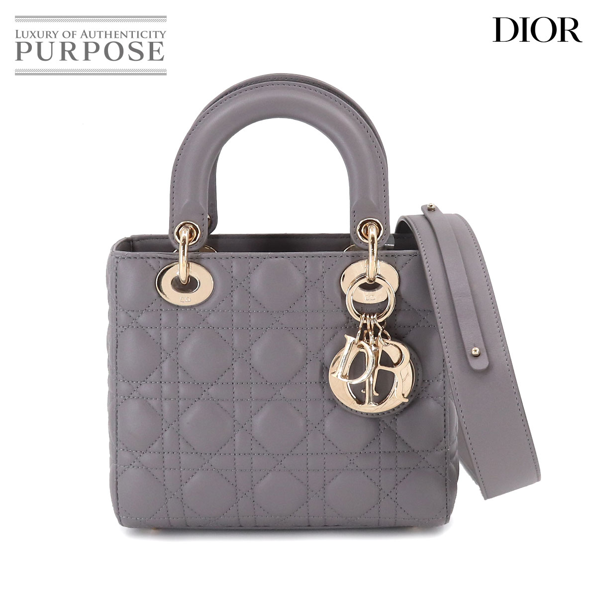 【新品同様】 クリスチャン ディオール Christian Dior レディディオール My ABCDior スモール 2way ハンド ショルダー バッグ レザー グレー M05380CAL Lady dior Bag 【中古】のサムネイル