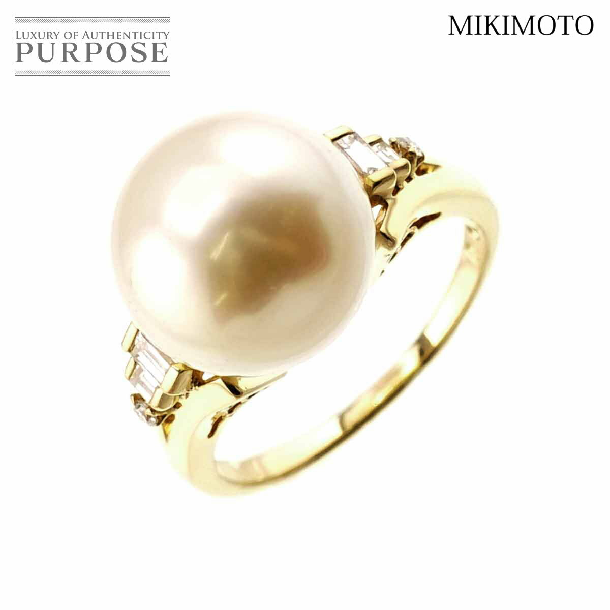【新品同様】 ミキモト MIKIMOTO 12号 リング 白蝶真珠 11.9mm ダイヤ 0.20ct K18 YG イエローゴールド 750 パール 指輪 Pearl Ring【中古】のサムネイル