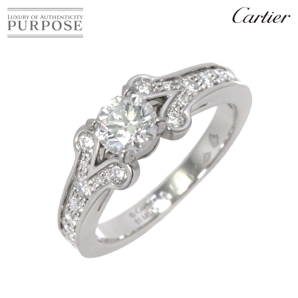 【新品同様】 カルティエ Cartier バレリーナ ダイヤ 0.55ct D/VVS2/3EX 51 リング Pt プラチナ 指輪 Ballerine Ring【鑑定書 証明書付き】【中古】