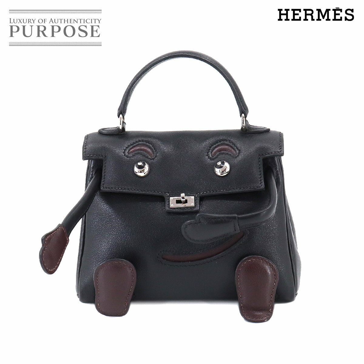 【新品同様】 エルメス HERMES ケリードール ハンド バッグ ヴォーガリバー ブラック ブラウン □D刻印 シルバー 金具 Kelly Doll 【中古】のサムネイル