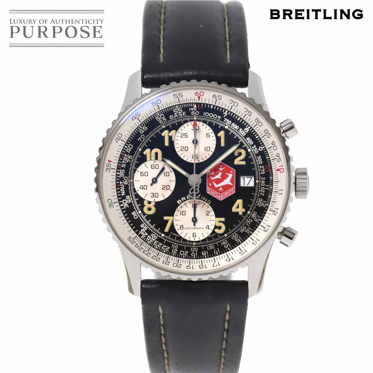  ブライトリング BREITLING オールドナビタイマー スノーバーズ 限定1000本 A13022 クロノグラフ メンズ 腕時計 デイト ブラック 文字盤 自動巻き Old Navitimer 