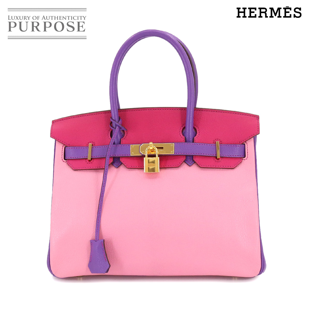 【未使用 展示品】 エルメス HERMES バーキン30 パーソナル SPO ハンド バッグ シェーブル ピンク ローズショッキング パルム □P刻印 Birkin 【中古】のサムネイル
