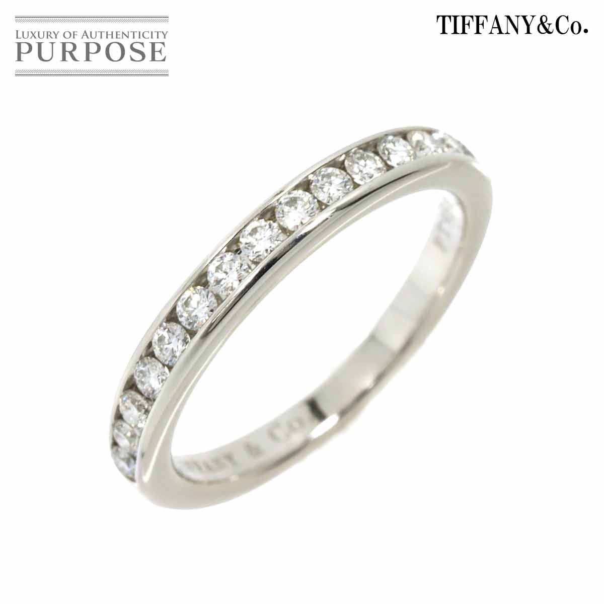 【新品同様】 ティファニー TIFFANY CO. 6.5号 リング ハーフ ダイヤ Pt プラチナ チャネル セッティング 指輪 Half Diamond Ring【中古】