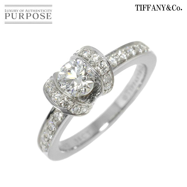 【新品同様】 ティファニー TIFFANY&Co. ダイヤ 0.38ct F/VS1/EX 6.5号 リング Pt プラチナ 指輪 Ring リボン【鑑定書付き】【中古】