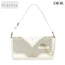 クリスチャン ディオール Christian Dior トロッター ハンド バッグ キャンバス レザー ゴールド ホワイト Hand Bag 【中古】