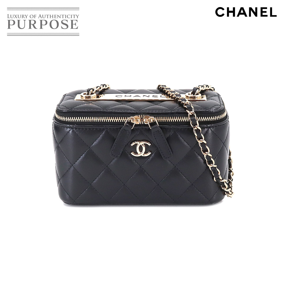【未使用 展示品】 シャネル CHANEL マトラッセ スモール バニティ ケース チェーン ショルダー バッグ レザー ブラック AP1472 Matelasse Small Vanity Case 【中古】のサムネイル
