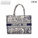 クリスチャン ディオール Christian Dior トワルドゥジュイ ブック トート ミディアム バッグ キャンバス ネイビー M1296ZTDT Book Tote Medium 【中古】