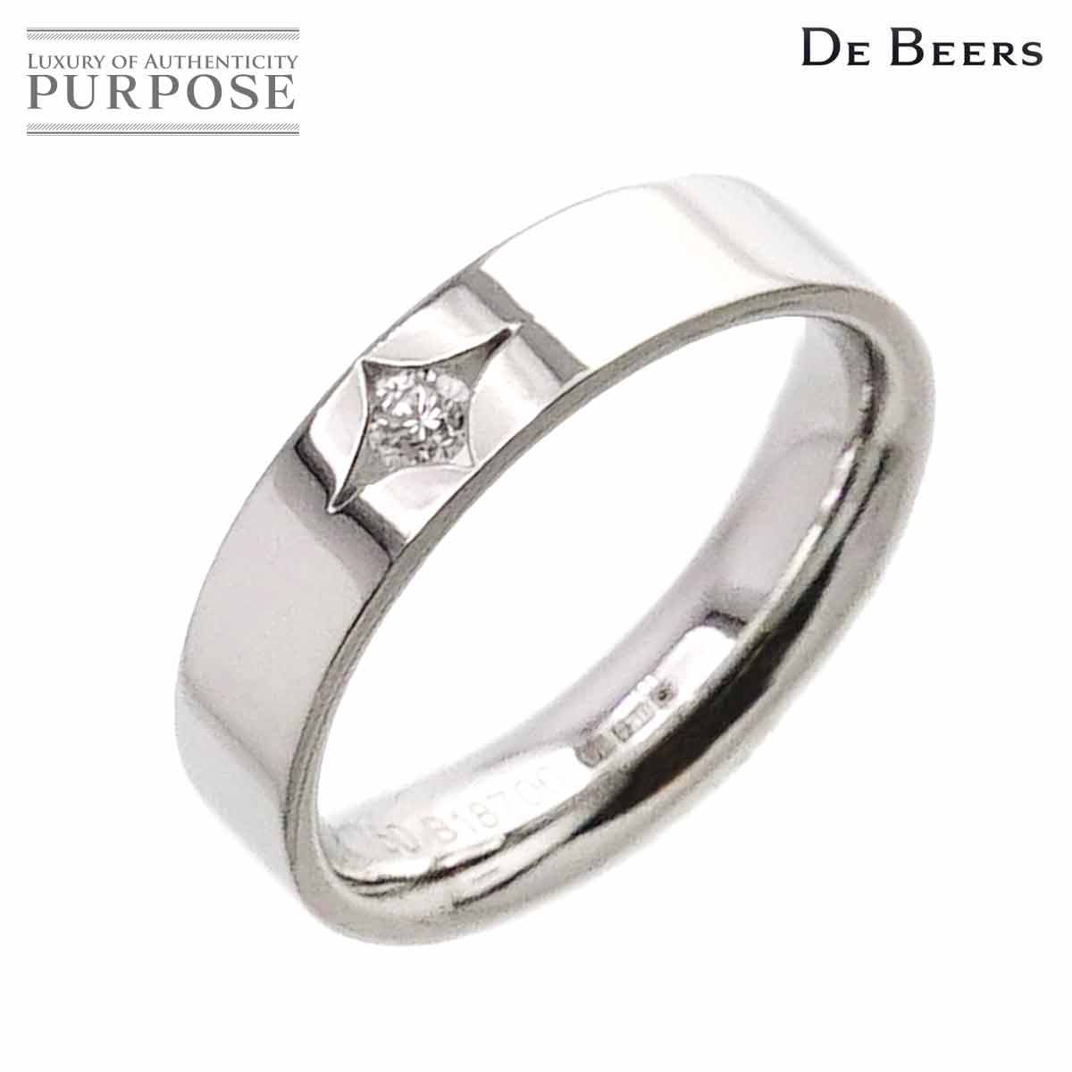 【新品同様】 デビアス DE BEERS 6号 リング ダイヤ K18 WG ホワイトゴールド 750 指輪 Diamond Ring【証明書付き】【中古】