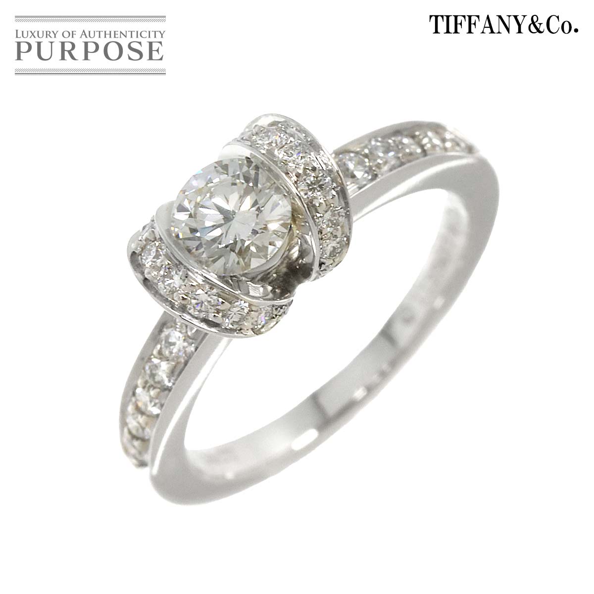 【新品同様】 ティファニー TIFFANY&Co. ダイヤ 0.38ct H/VS1/EX 6号 リング Pt プラチナ 指輪 リボン Ring【鑑定書付き】【中古】