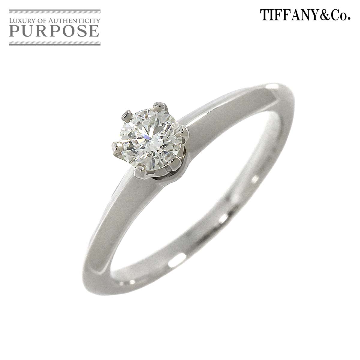 【新品同様】 ティファニー TIFFANY CO. ソリティア ダイヤ 0.30ct G/VS1/3EX 10号 リング Pt プラチナ 指輪 Solitaire Diamond Ring【鑑定書付き】【中古】