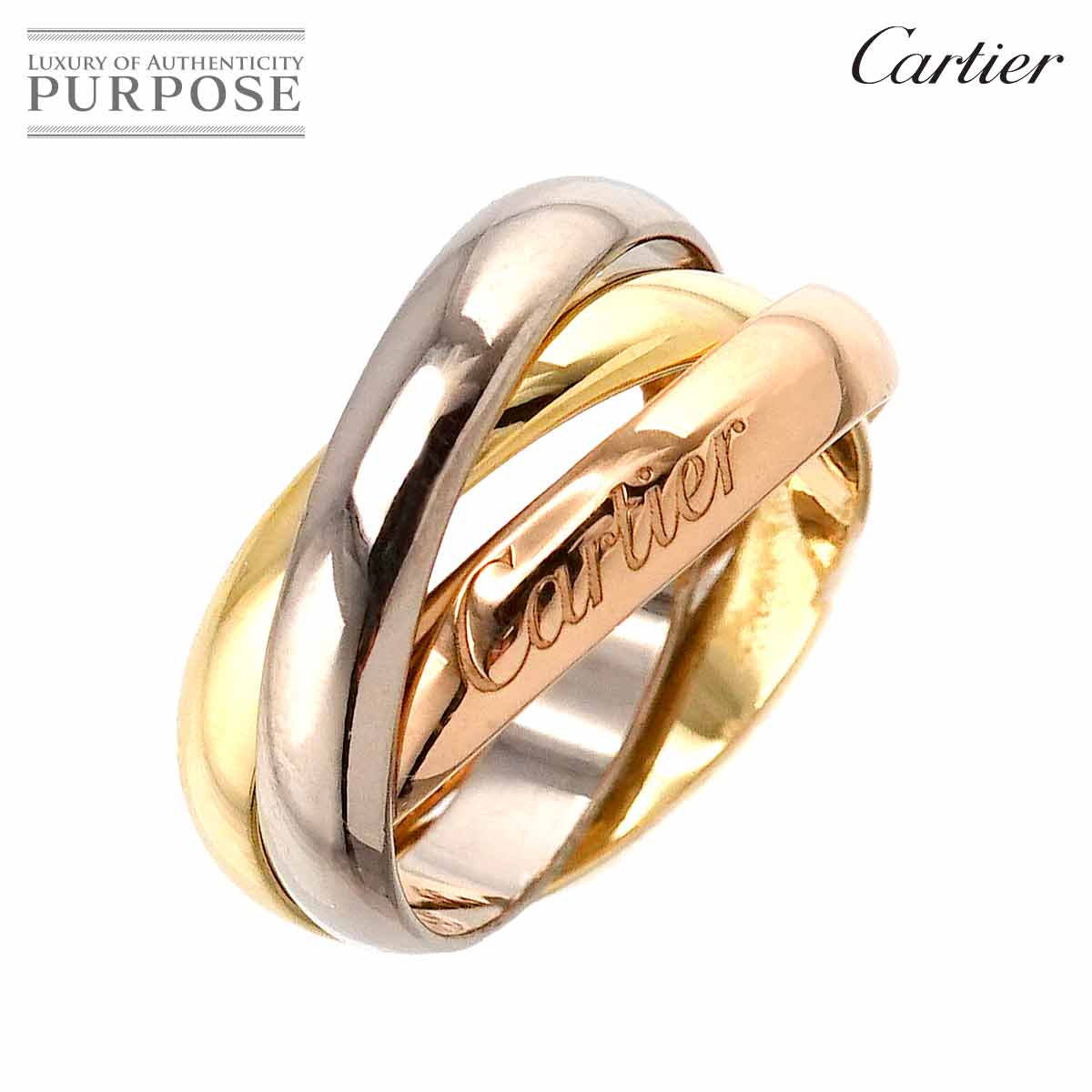 【新品同様】 カルティエ Cartier トリニティ MM #48 K18 YG WG PG 3連 イエロー ホワイト ピンクゴールド 750 指輪 Trinity Ring【中古】のサムネイル