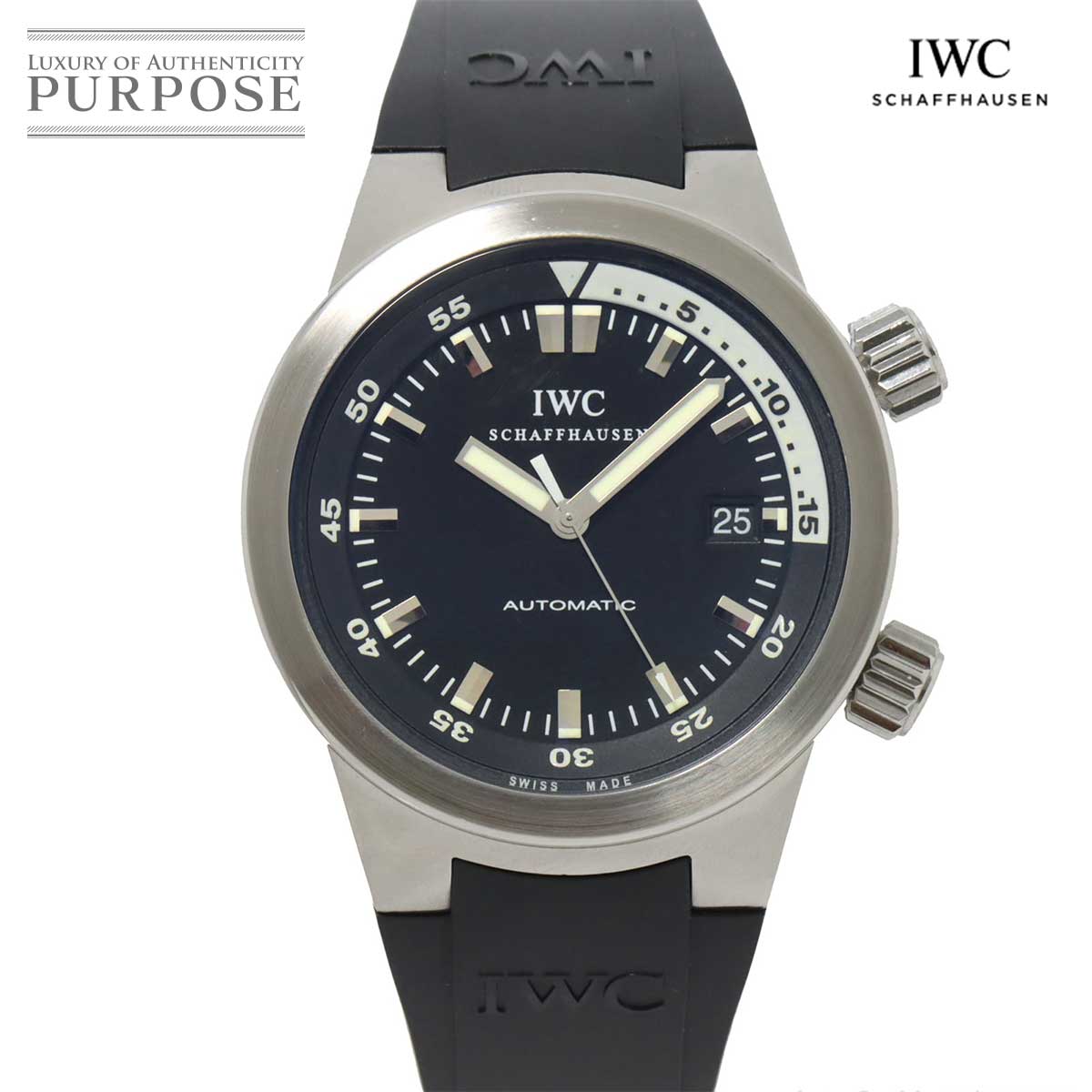 【新品仕上げ 済み】 IWC アクアタイマー IW354807 メンズ 腕時計 デイト ブラック 文 ...