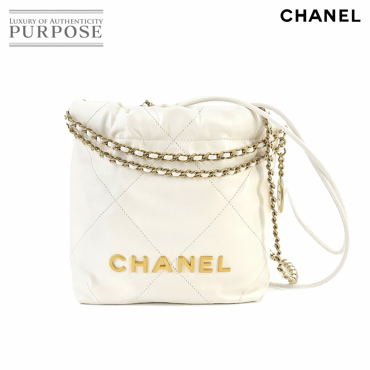【新品 未使用】 シャネル CHANEL 22 ミニ 2way チェーン ハンド ショルダー バッグ レザー ホワイト AS3980 CHANEL 22 Mini Bag 【中古】のサムネイル