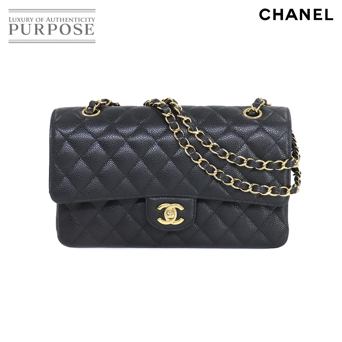 【未使用 展示品】 シャネル CHANEL マトラッセ 25 チェーン ショルダー バッグ キャビアスキン レザー ブラック A01112 ゴールド 金具 Matelasse 25 Bag 【中古】のサムネイル