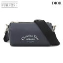 【未使用 展示品】 クリスチャン ディオール Christian Dior アトリエ ローラー ショルダー バッグ レザー ネイビー 1ATPO061 Atelier Roller Bag 【中古】