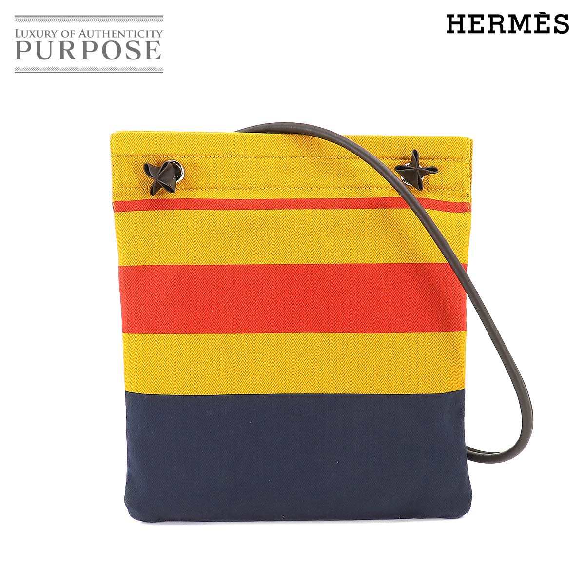 【未使用 展示品】 エルメス HERMES サックアリーヌ MM ショルダー バッグ トワルシェブロン スイフト ロカバール ジョーヌ オレンジ マリン Z刻印 Sac Aline MM 【中古】