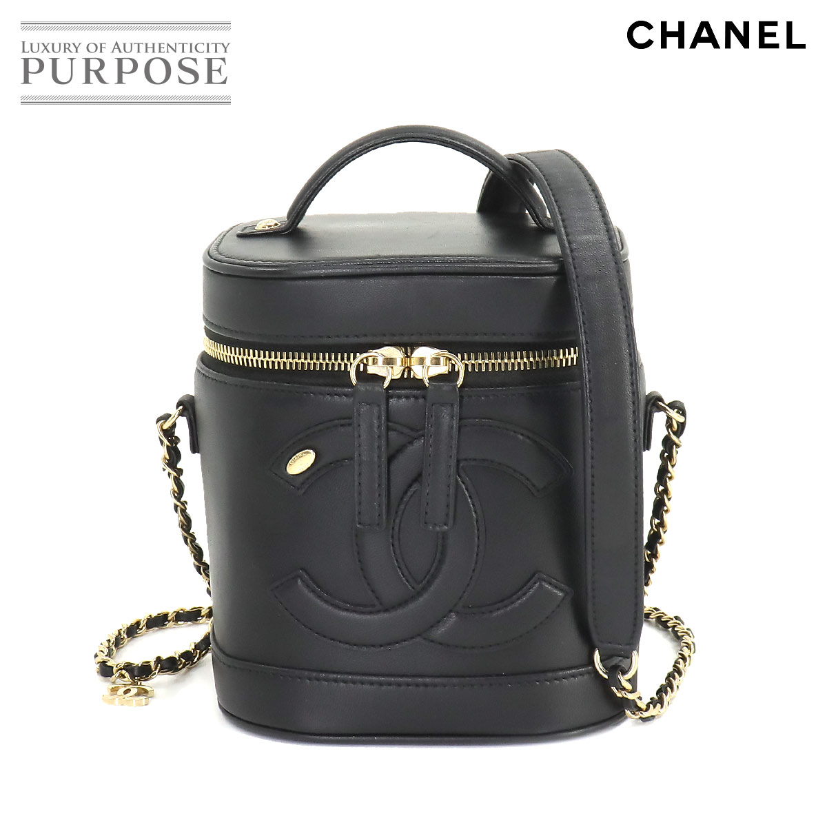 【未使用 展示品】 シャネル CHANEL バニティ 2way ハンド チェーン ショルダー バッグ レザー ブラック AS0323 ゴールド 金具 Vanity Bag 【中古】のサムネイル