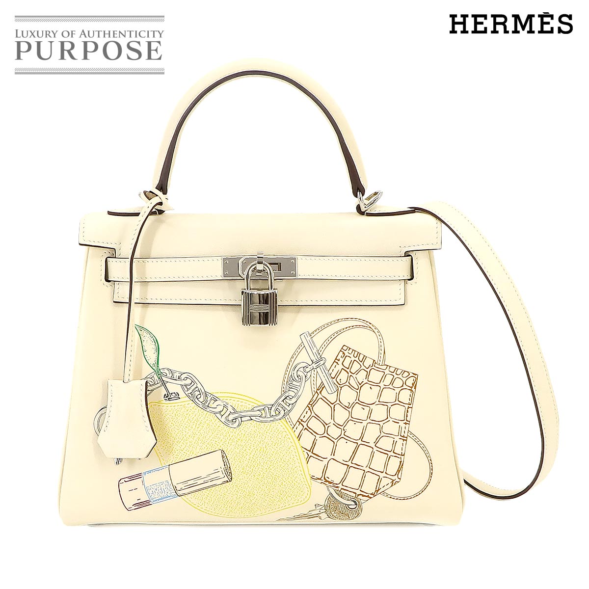 【新品同様】 エルメス HERMES ケリー 25 イン アンド アウト 2way ハンド ショルダー バッグ スイフト ナタ Z刻印 内縫い シルバー 金具 Kelly 25 In and Out 【中古】のサムネイル