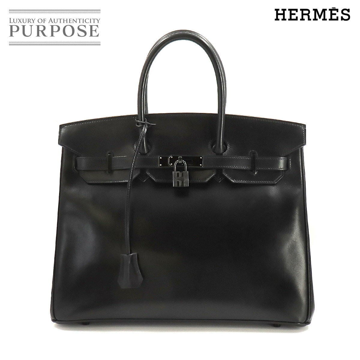 【新品同様】 エルメス HERMES バーキン35 ソーブラック ボックスカーフ ハンド バッグ □N刻印 ブラック 金具 Birkin 35 【中古】のサムネイル